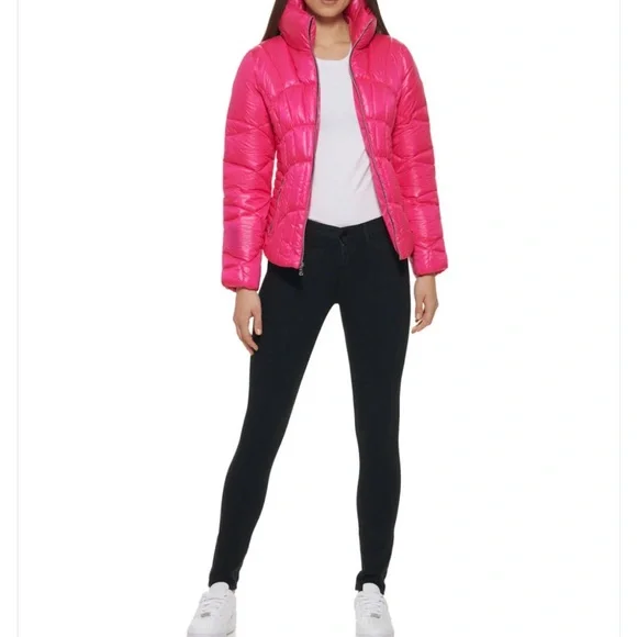 GUESS Hot Pink Puffer Coat- Worn Once! - Picture 8 of 8